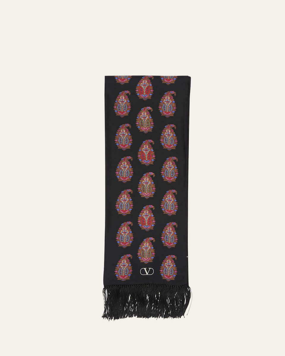 Paisley Twill Fringe Scarf